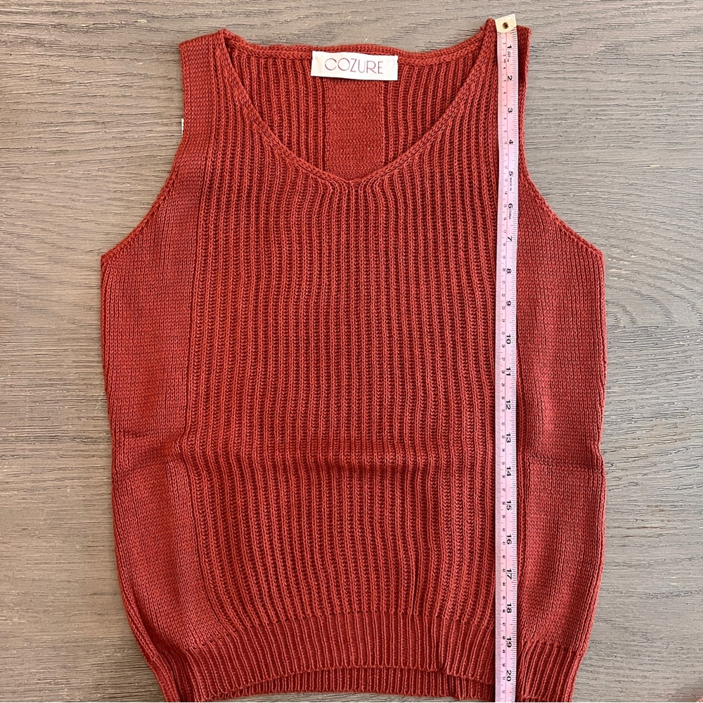 NWT SMALL Rust Sweater Tank, Ribbed Sweater Shell, Knit Tank Top Cotton Cashmere - Picture 6 of 6